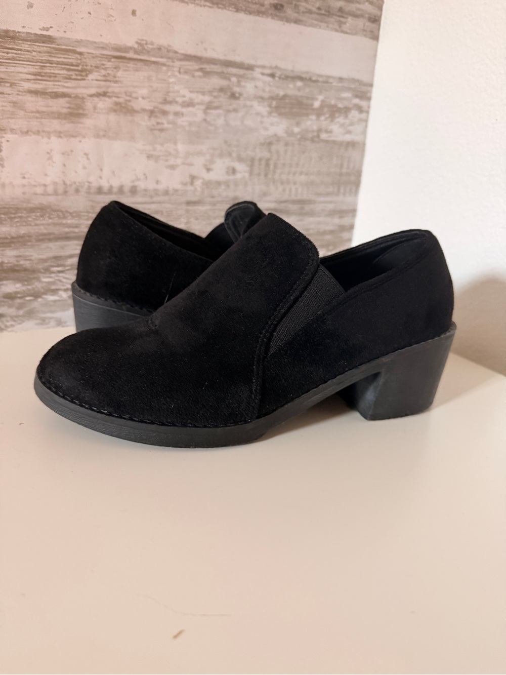 SHEIN Black Suede Ankle Booties with Low Block Heel